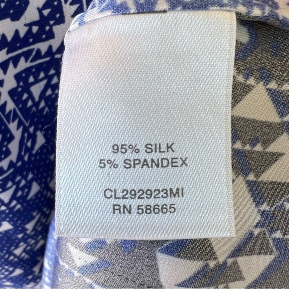 CLEARANCE CLASSIQUES ENTIER SILK TANK TOP BLOUSE BLUE CREAM AZTEC PRINT XL EUC - Picture 5 of 5